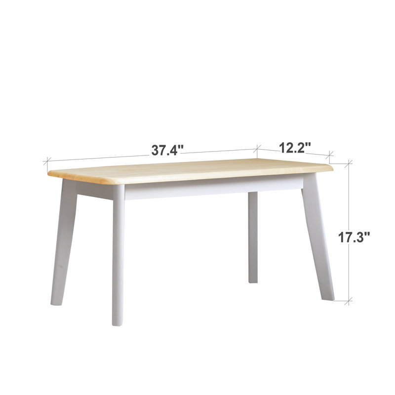 Banc d'entrée en bois massif Kyersten, Blanc naturel