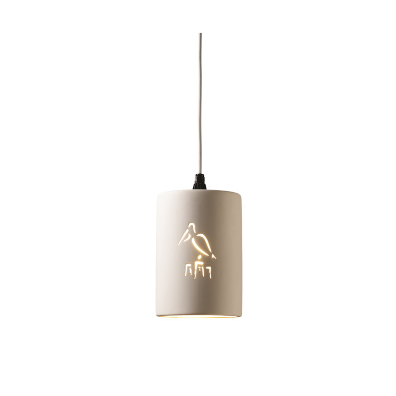 Ebersole 1 - Light Single Pendant, Bisque, Pelican, Black Cord