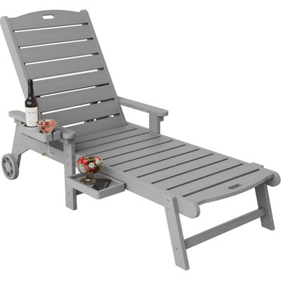 All Weather HIPS Adirondack Outdoor Chaise Lounge Chair with Adjustable Backrest by Latitude Run