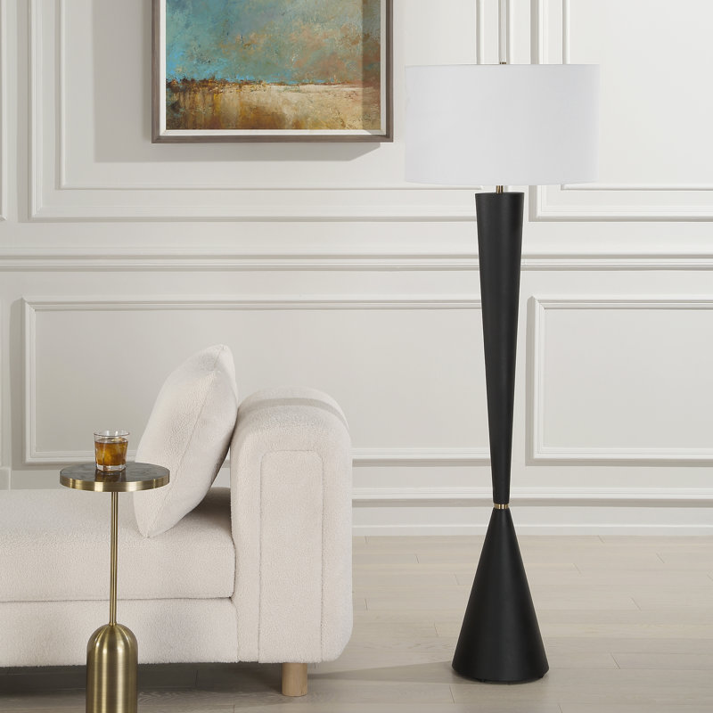 Lampe sur pied fuselée noire Philomen