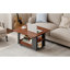 Table basse / table d'appoint moderne 27,6 po avec plateau pliable et roulettes, rangement multi-niveaux, noir et noyer, table-604148478