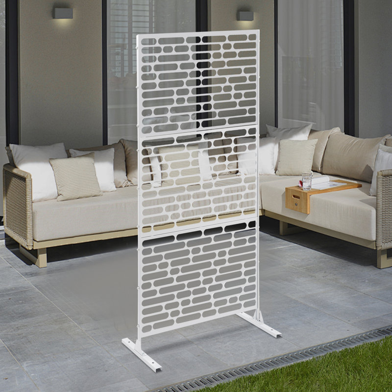 H74.8"* W35.4" Privacy Fence Screen with Stand, White