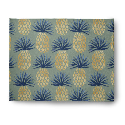 Tapis intérieur / extérieur à motif floral tissé à plat couleur sauge Folkert