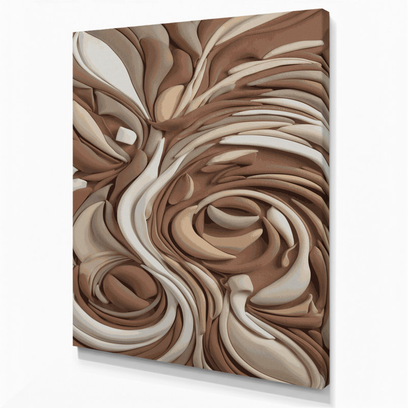 «Abstract Shapes», art mural sur toile brune, H 20 po x l 16 po