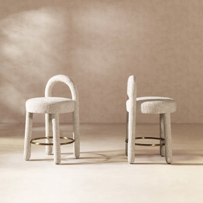 Fosston 26.5" Round Arched Upholstered Counter Stool, Set Of 2