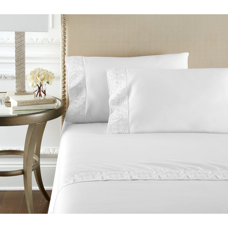 Ariane Sheet Set, King Sheet Set + 2 Pillowcases, White