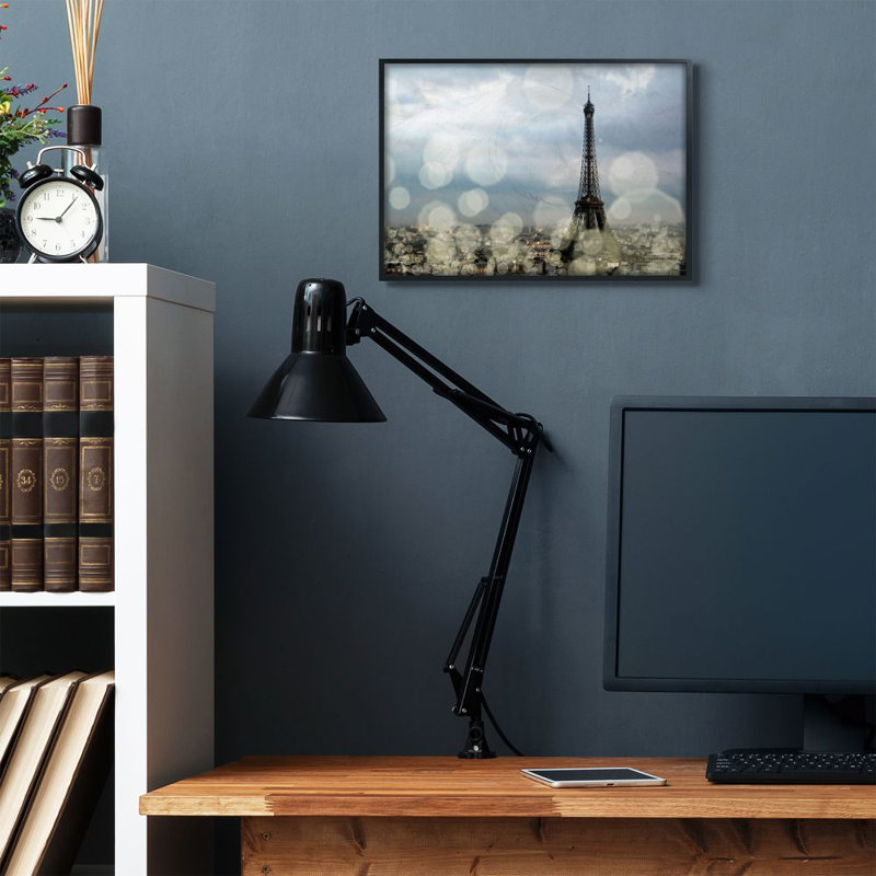 «Eiffel Tower Paris City Landscape Photo», impression sur toile, H 16 po x l 20 po x P 1,5 po, Giclée encadrée noir minuit