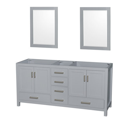 Sheffield 71" Freestanding Double Vanity Base Only with 24" Mirrors