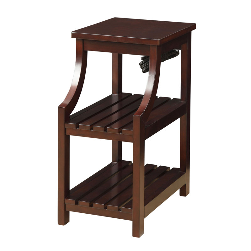 Espresso Side Table With USB Power Dock
