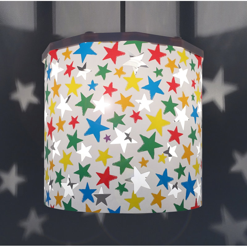 25cm H Plastic Drum Lamp Shade ( Spider ), Blue/Green/Yellow