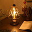Petite lampe de table moderne en bois massif brun avec abat-jour en verre pour le salon de la chambre à coucher, ampoule incluse