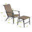 Chaise longue 2 pièces en polyester enduit de PVC avec repose-pieds brun