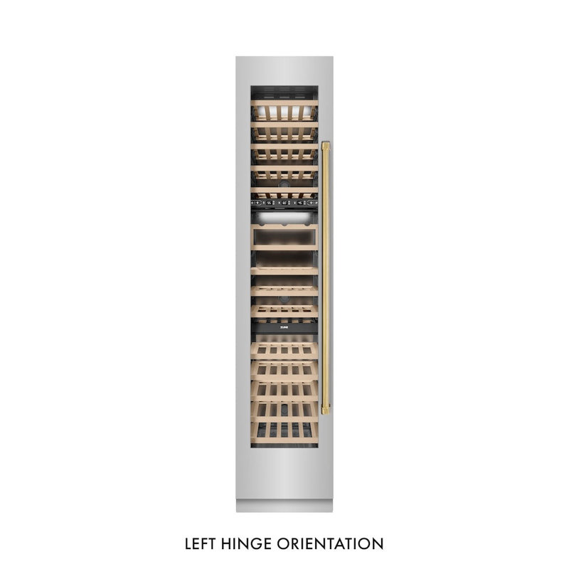 ZLINE Autograph 18 in. Stainless Steel 68 Bottle Right Hinge Column Wine Cooler with Black Accents, Gold, Right Handed
