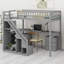 Lit mezzanine avec deux commodes, bureau et bande lumineuse-660914008
