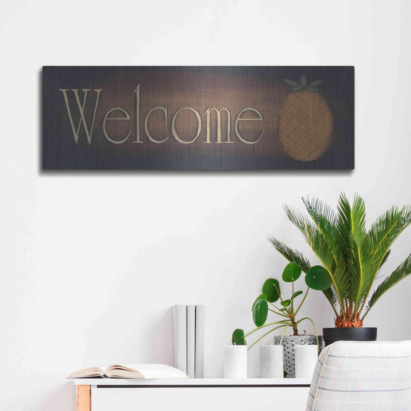 «Welcome II» par Pam Britton, art mural en métal, H 12 po x l 36 po