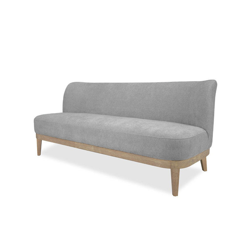 Canapé rembourré l 72 po avec pieds en bois de chêne Laguna - compact pour les petits espaces, Gris clair