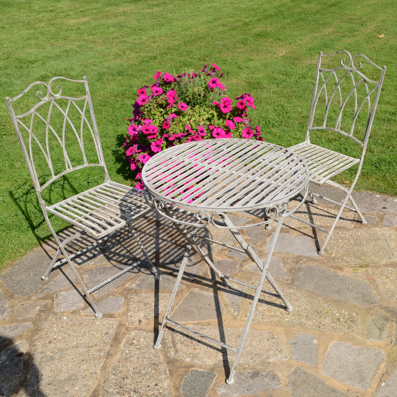 ROCHELLE Folding Garden Bistro Set, Light Grey