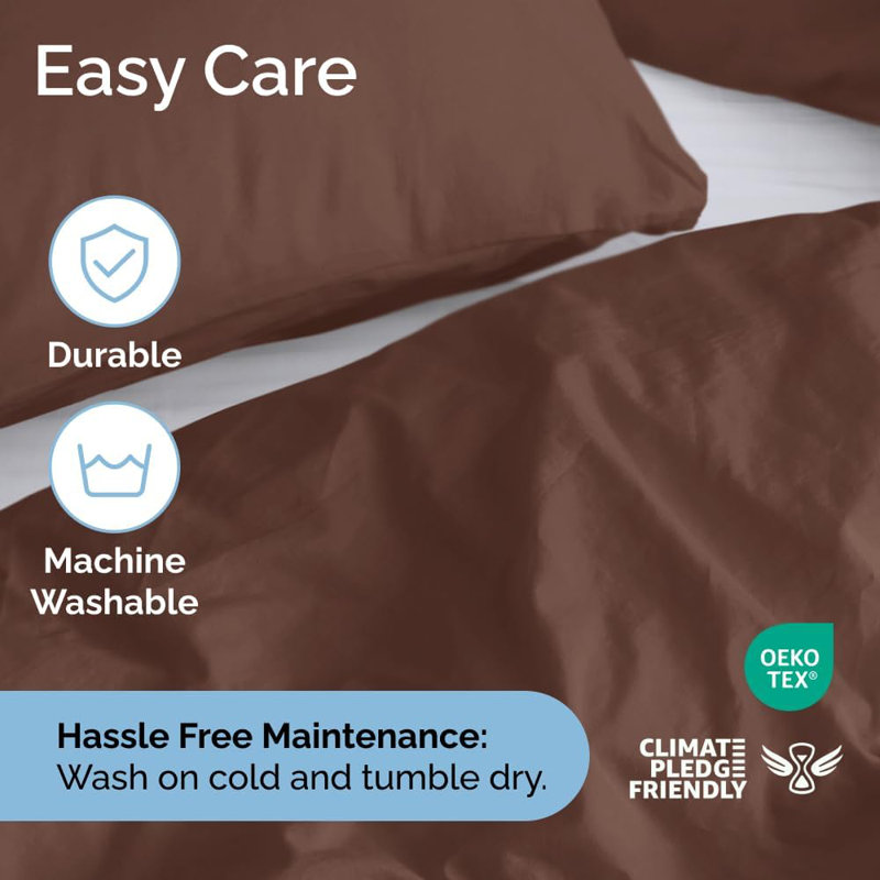 Premium 3-Piece Duvet Cover Set - Hotel Quality Soft & Cooling Comforter Cover With Zipper & Matching Pillowcases, Brown