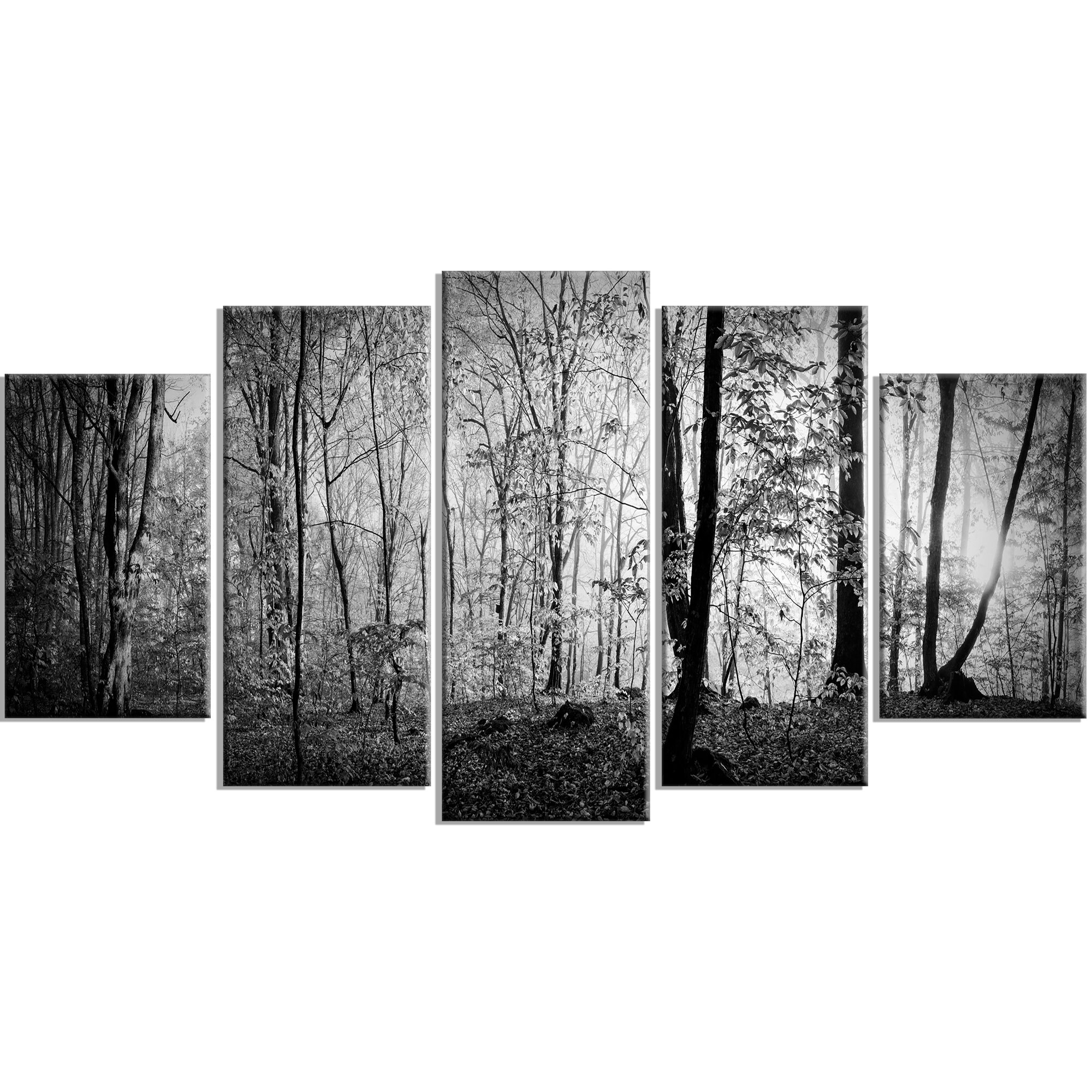 DesignArt Beautiful Forest Morning Panorama On Canvas 5 Pieces Print ...