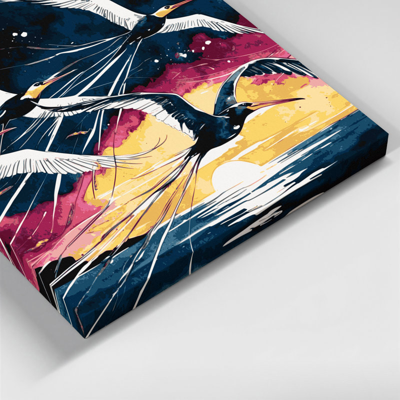 «Hawaiian Seabirds in Flight», art mural sur toile grise, H 16 po x l 16 po