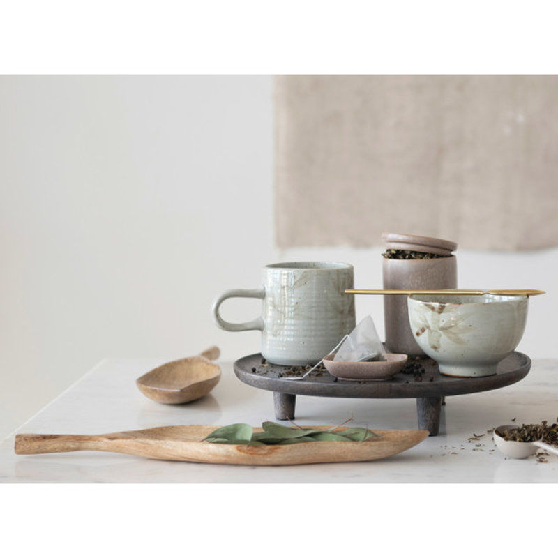 Stoneware Bowl with Hand-Painted Bamboo Reactive Glaze
