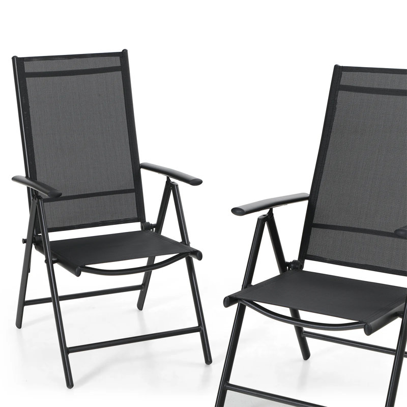 6 - Person Patio Dining Set Umbrella Hole Included Rectangular Table, Horizontal, Black