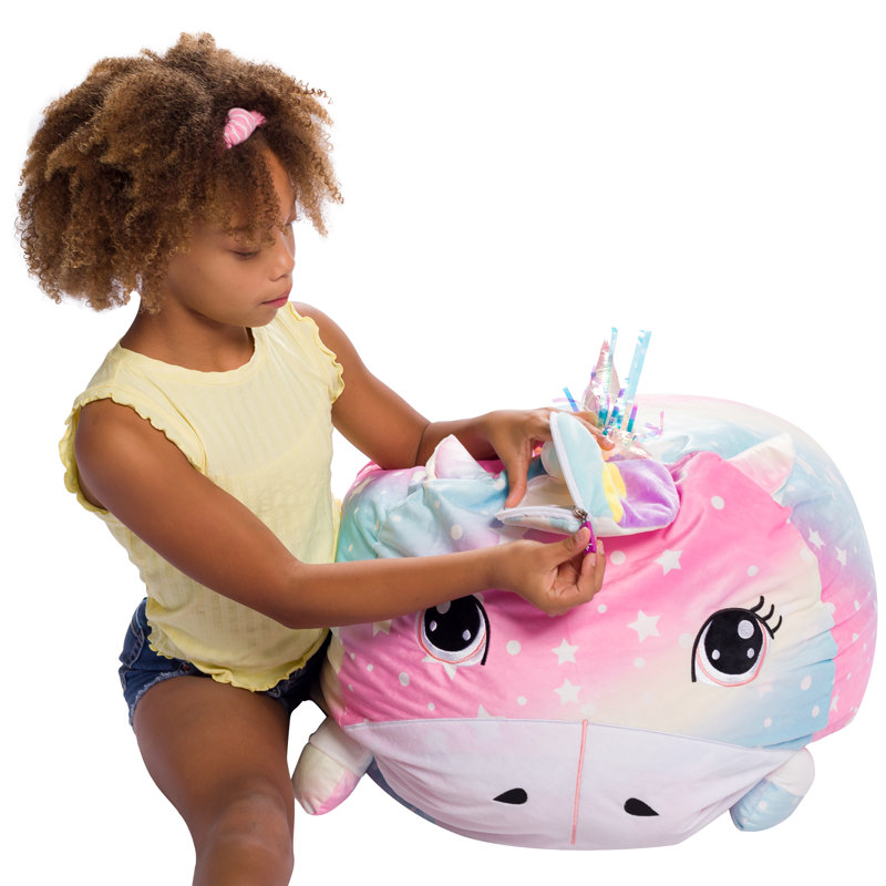 Petit fauteuil à billes Cozy Animal, H 18 po x l 18 po x P 18 po, Mélange de polyester teinture à nœuds licorne