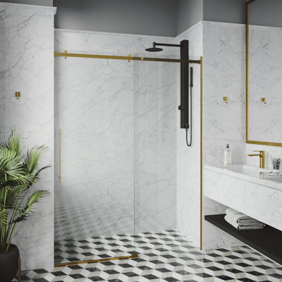 Luca 56-60" W x 79" H Sliding Frameless Shower Door with 3/8" Clear Glass