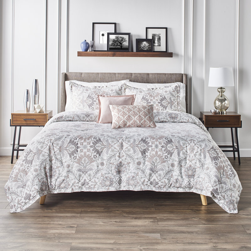 Ensemble d'édredon en mélange de rayonne 4 pièces Anne Klein Callista, Édredon simple et 3 pièces supplémentaires incl