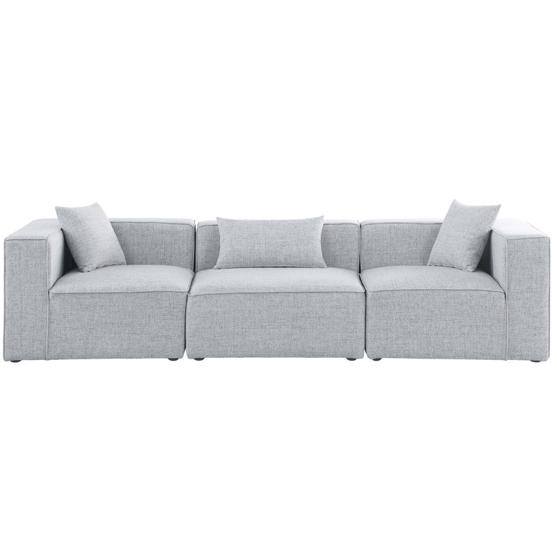 Canapé modulaire Cube, Tissu gris texturé en lin