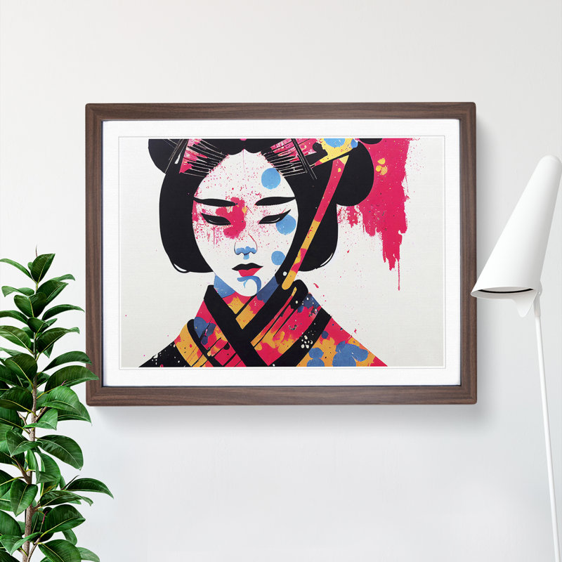 A Splashed Geisha Vol.3 Abstract - Single Picture Frame Print, 46cm H x 64cm W, Walnut
