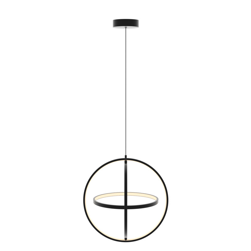 Caitylyn 1-Light Modern Dimmable Unique Geometric LED Pendant Light in Matte Black with Frosted Acrylic Shade