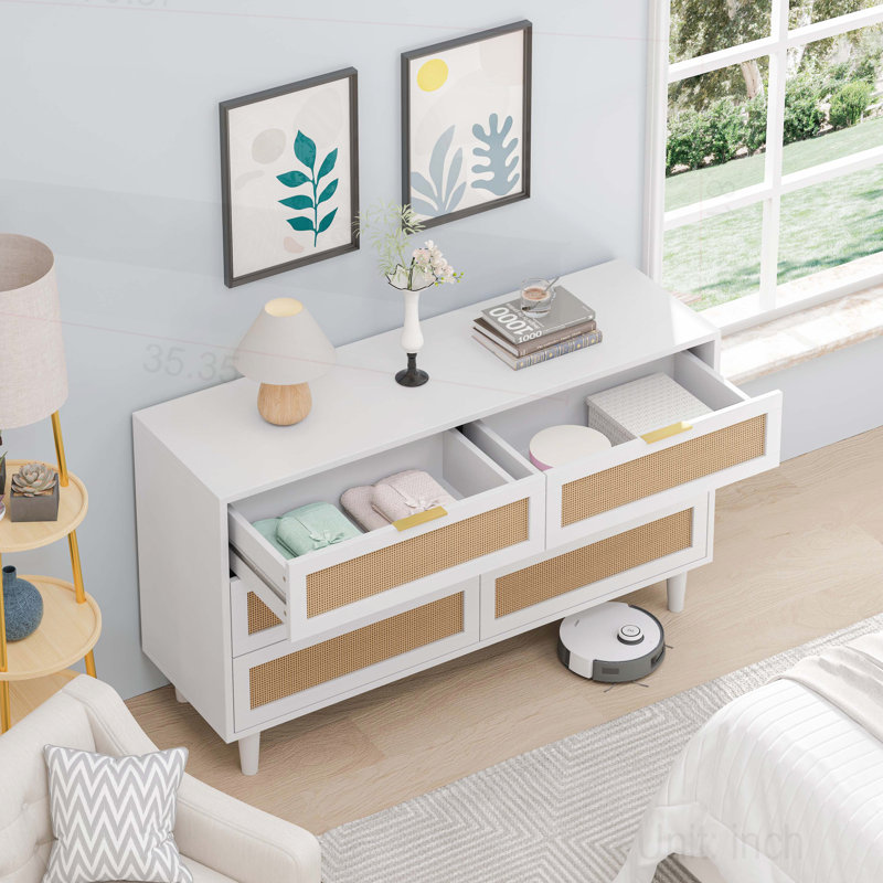Storage Cabinet, 29.53" H x 51.18" W x 15.75" D, White/Natural 1