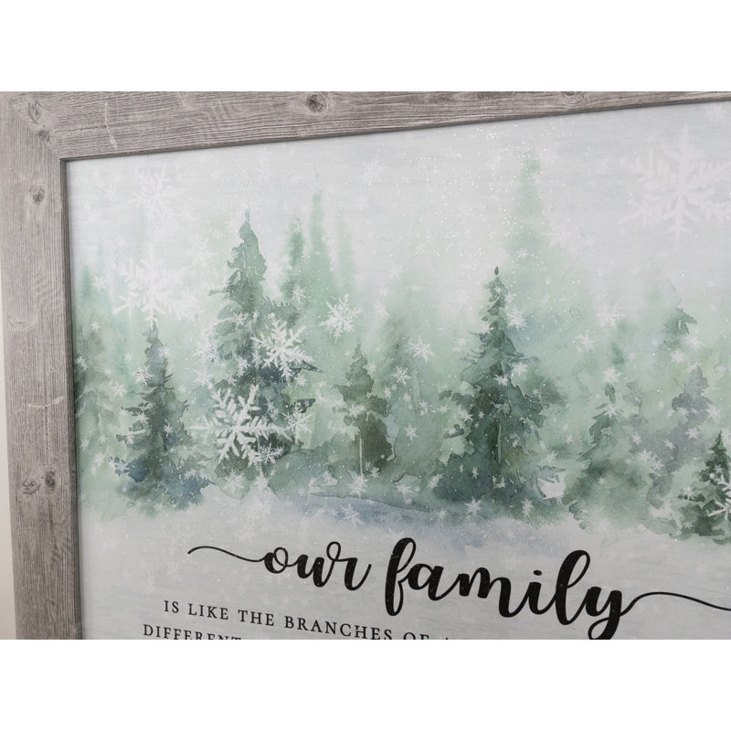 Our Family Is Like The Branches Of A Tree Winter - art gris-vert