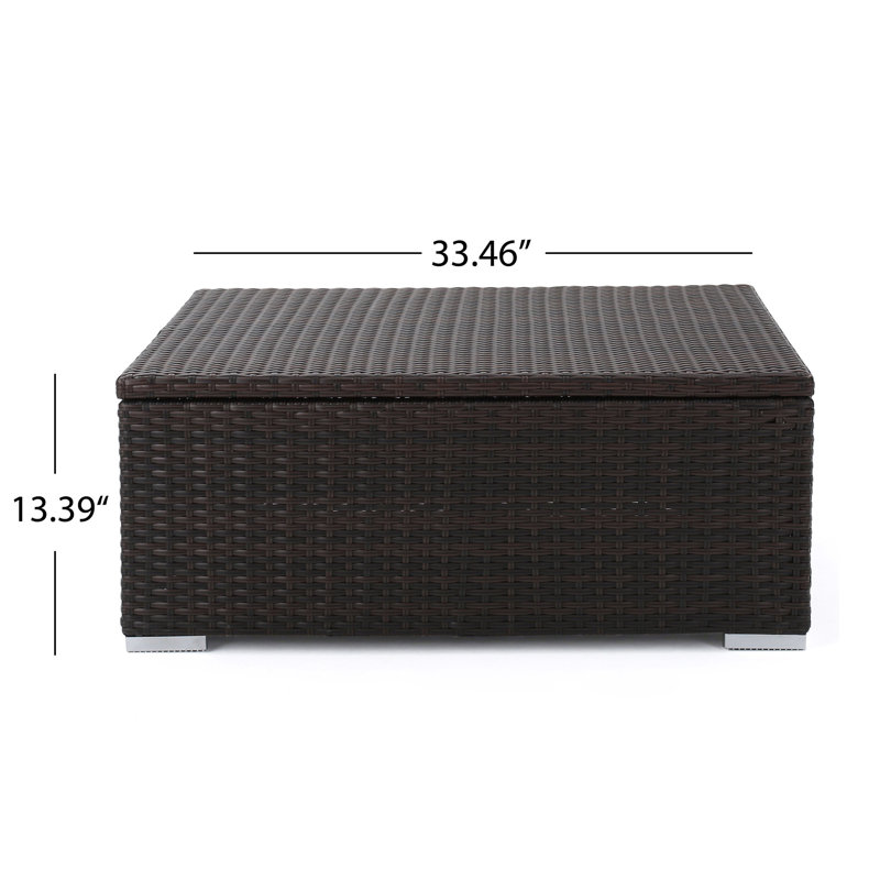 Multibrown Wicker Outdoor Storage Coffee Table