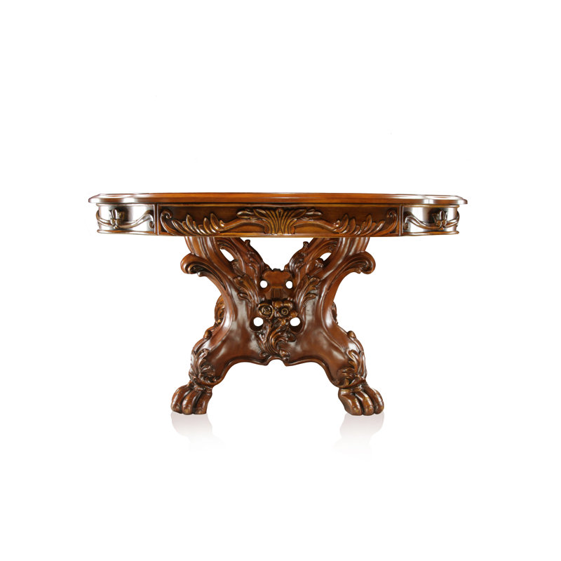 Evangeline Extendable Oval Solid Wood Base Dining Table