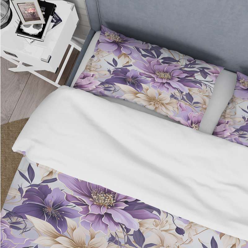 Literie Orchid Dream, Housse de couette pour grand lit et 2 taies décor