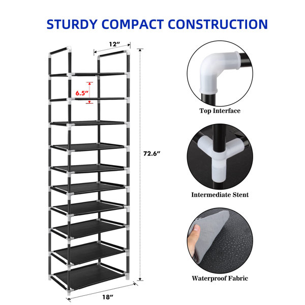 10 Tier DIY Shoe Rack Organizer Storage 20-24 Pairs Shoes Shelves Space  Standing