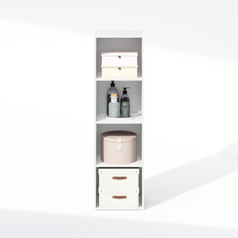 Furinno Reed 4-Tier Open Shelf Multipurpose Closet & Clothing Storage, Storage Organizer, White, 42" H x 12" W x 9" D, White