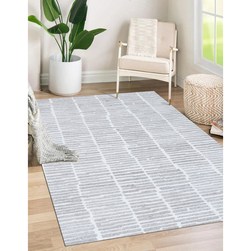 Finton Hand Tufted Striped Indoor Rug, Rectangle 8' x 10'