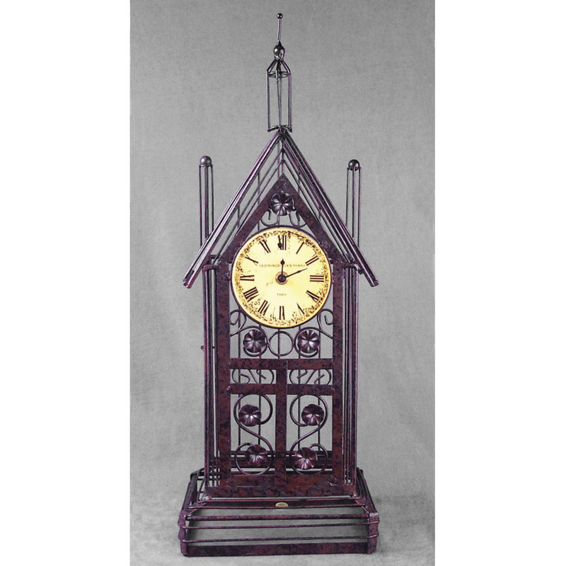 Horloge de table analogique à quartz en métal, brun