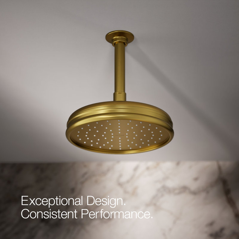 Traditional Rain Shower Head, Vibrant Brushed Gold