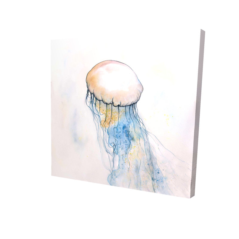 Toile méduse aquarelle | Bleu marine, décoration intérieure