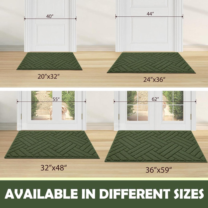 Tapis de cuisine Kuma, Rectangle 1 pi 8 po x 2 pi 8 po, Vert
