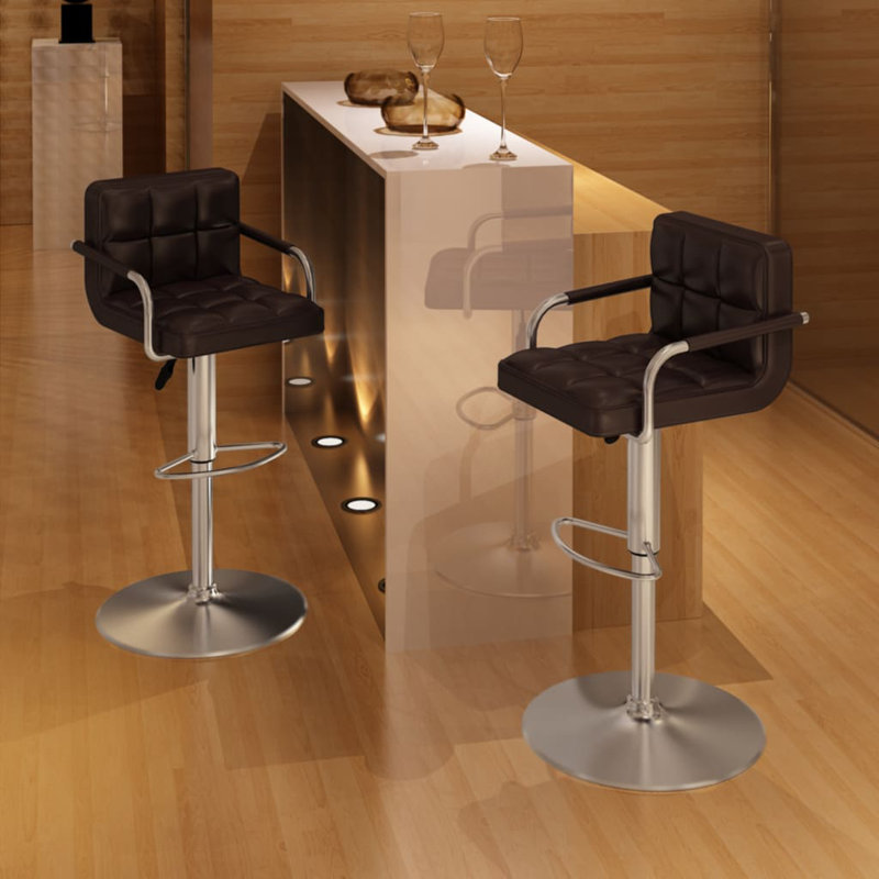 Upholstered Counter Stool with Metal Frame, Brown