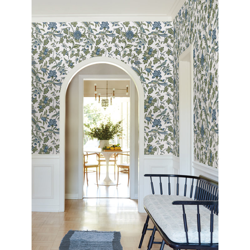 Papier peint bleu jacobin Parterre, Bleu