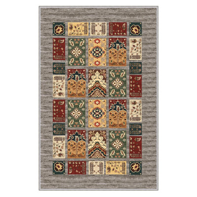 Premium Hall Carpet (3.3 x 6.6 ft), 100% Polyester, 0.3 in Pile Height | Antibacterial, Non-Slip PVC Dot Underside, 650 g/m² | Durable Woven Design, 3D Digital Printing, Machine Washable, Ideal for Home Décor