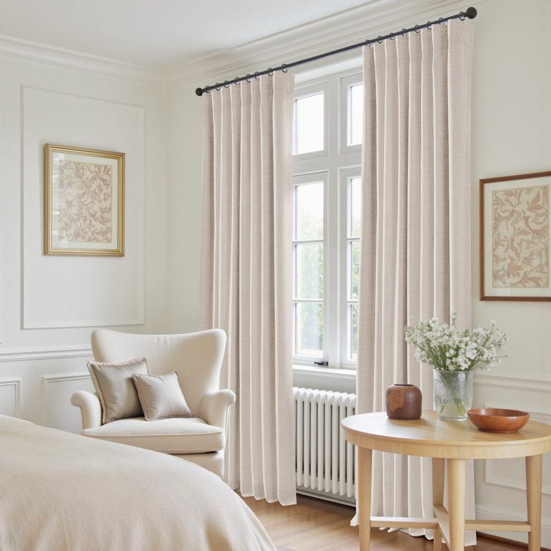 Birglinde Faux Linen Textured Thermal 100% Blackout Curtains for Bedroom Living Room Rod Pocket/Ring Clips, 50" W x 102" L