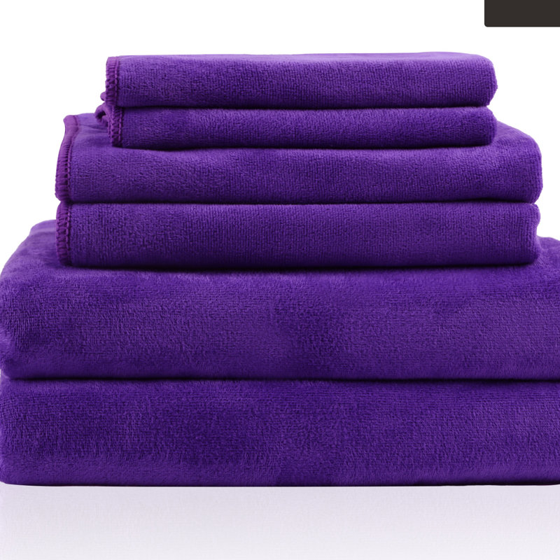 Ensemble de 6 serviettes en microfibre Claireville, Violet