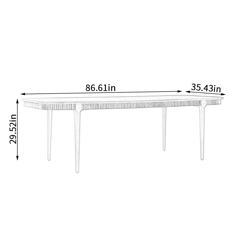 Oak Solid Wood Dining Table, 35.43" W x 86.61" L